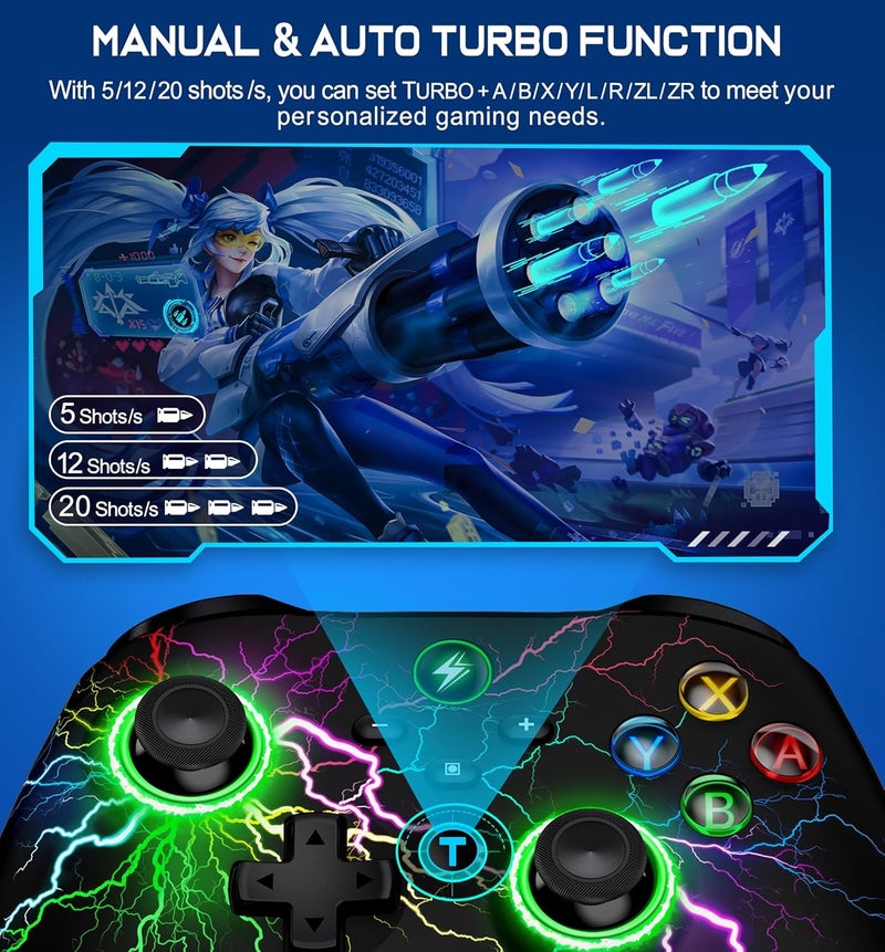 Svetaecho Wireless Switch 2 Pro Controller for Nintendo Switch Controller/Switch 2/Lite/OLED, Wireless LED PC Game Joysticks - iOS/Android Remote Interactive Gaming Figures - Image 5